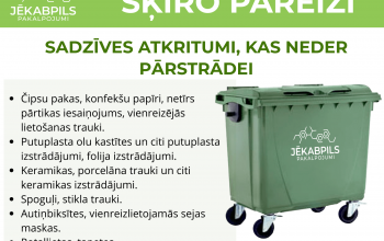 &Scaron;ĶIRO PAREIZI- Sadzīves atkritumi, kas nav piemēroti pārstrādei