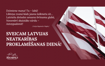 Sveicam valsts svētkos.