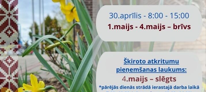 Izmaiņas darba laikā svētkos