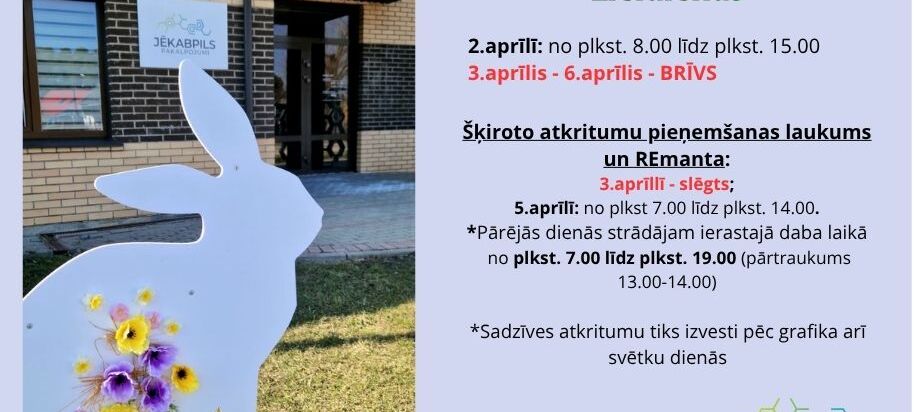 Izmaiņas darba laikā Lieldienās